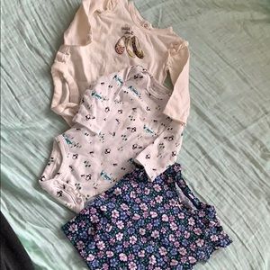 2 long sleeved onesies and 1 short sleeved shirt